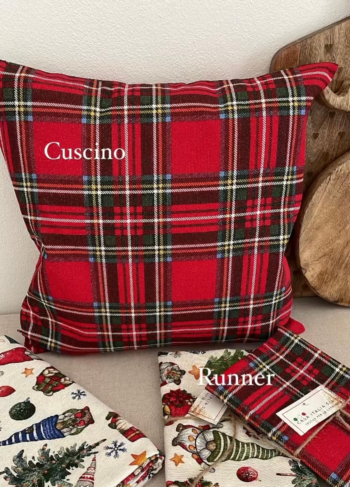 Cuscino TARTAN con fili lurex oro ✨