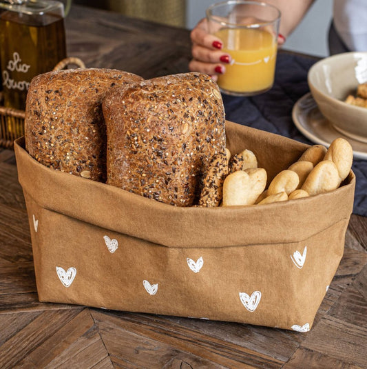 PORTA PANE in cellulosa con cuoricini