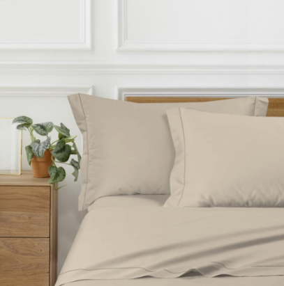 Completo letto matrimoniale in RASO di cotone - BEIGE personalizzabile