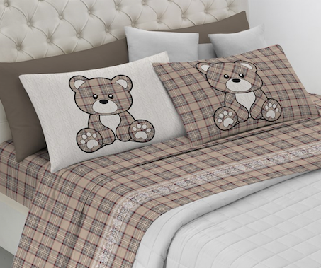 PRE ORDINE! Completo letto TARTAN ORSETTO - 4 varianti colore