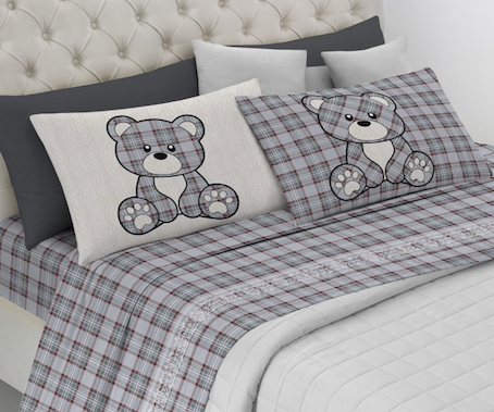 PRE ORDINE! Completo letto TARTAN ORSETTO - 4 varianti colore