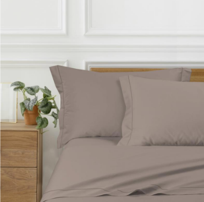 Completo letto matrimoniale in RASO di cotone - TAUPE personalizzabile