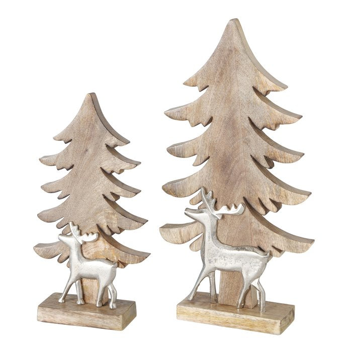 Albero WOOD in legno con renna in acciaio