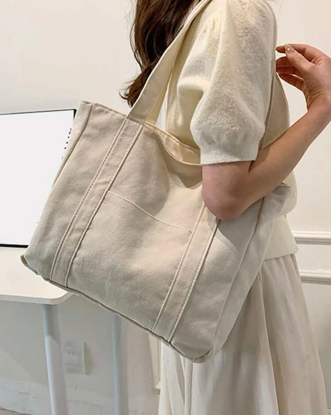 SHOPPER FARA bianco latte - personalizzabile