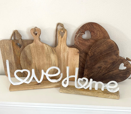 Scritta Decorativa HOME - LOVE bianca