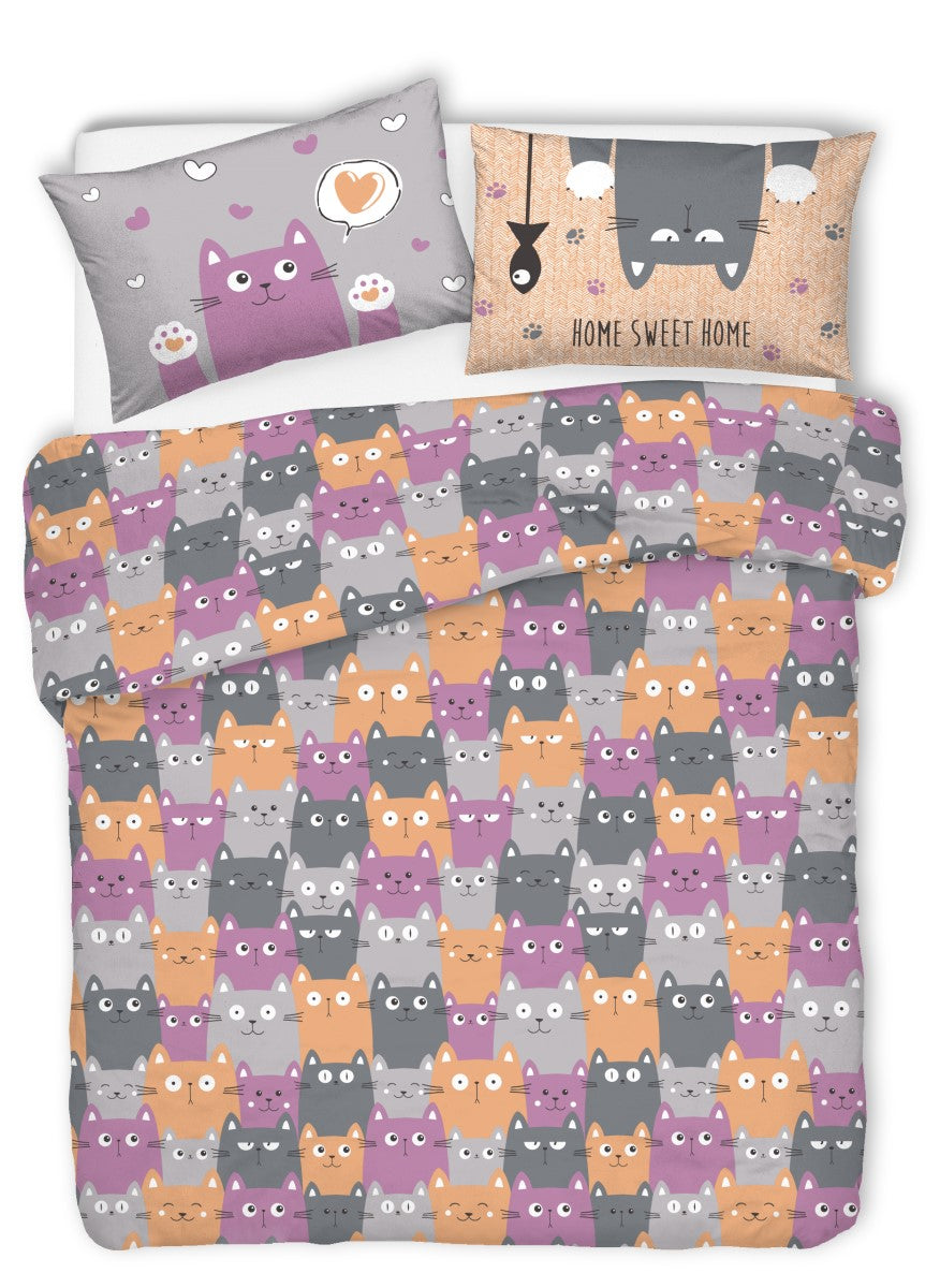 Parure Copripiumino HAPPY CATS - 4 varianti colore